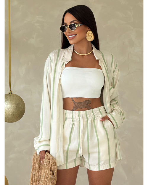 Conjunto (Blusão+Short) Listra Isabella