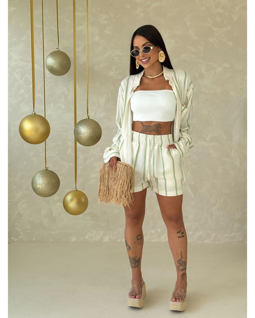 Conjunto (Blusão+Short) Listra Isabella